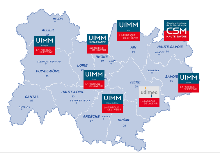 Carte UIMM en Auvergne-Rhône-Alpes