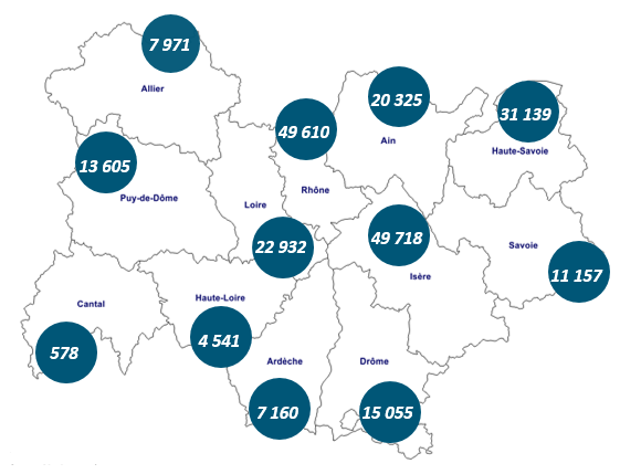 Répartition Emploi Auvergne-Rhône-Alpes